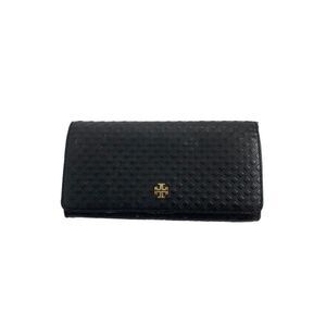 Tory Burch Marion Embossed black leather long envelope wallet